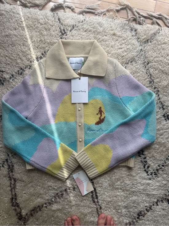 House of Sunny Sweaters - House of Sunny Cream Collared Knit Cardigan Color Block soul surfer cardigan